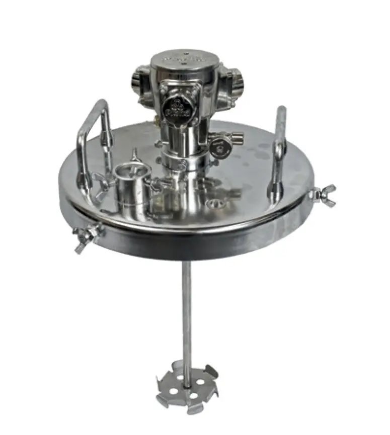 TAPA BIDON 25/30 LITROS ACERO INOX. CON AGITADOR 1,4 CV